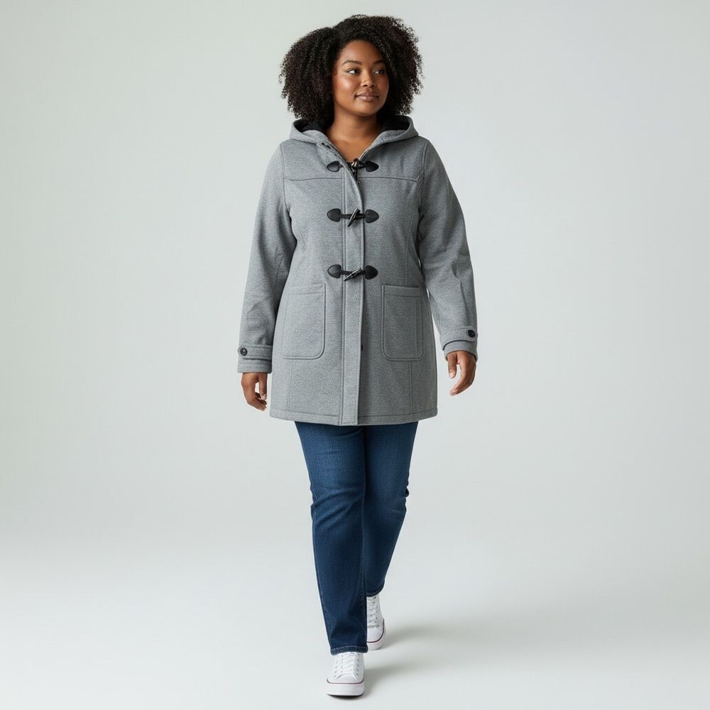 NWT Big Chill Solid Gray Hooded Toggle Jacket Full Zip with Pockets size L